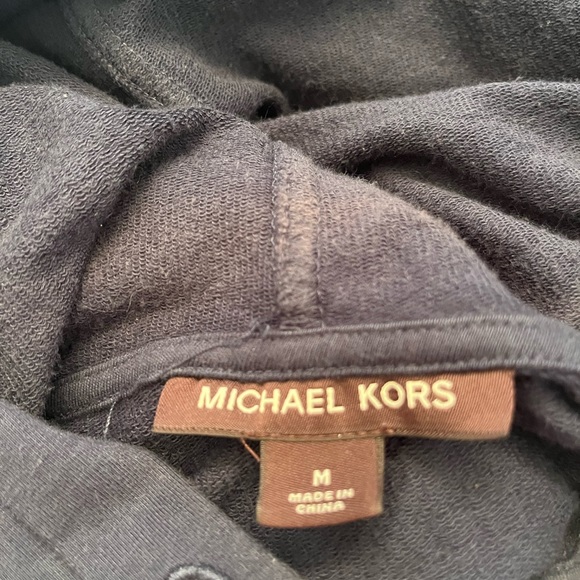 Michael Kors Size M Mens Fleece Logo Zip Up Blue Hoodie drawstring is missing. - Picture 10 of 12